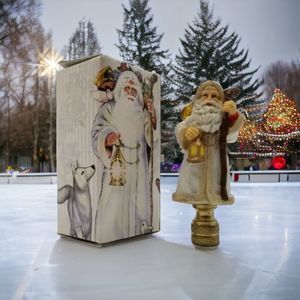 Santa Finial Lamp Shade Topper Polystone Winter Wonderland Lane Christmas